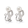 304 Stainless Steel Clip-on Earring Findings with Imitation Pearl Plastic Beaded STAS-H216-03A-P-1