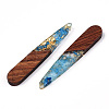 Transparent Resin & Walnut Wood Pendants RESI-N039-69H-2