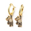 Cubic Zirconia Bear Dangle Hoop Earrings EJEW-F288-10A-G-1