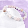 Natural Morganite Round Beaded Stretch Bracelets for Men Women BJEW-G743-01H-3