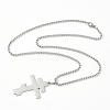 Russian Orthodox Cross 201 Stainless Steel Pendant Box Chain Necklaces NJEW-C104-01A-P-2