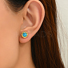 Stainless Steel Flat Round Stud Earrings DQ9727-4