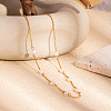 Simple and Elegant 304 Stainless Steel & Natural Freshwater Pearl Link Chain Bracelets & Necklaces Set for Women FO7311-1-3