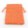 Polyester Imitation Burlap Packing Pouches Drawstring Bags X-ABAG-R005-14x10-11-1