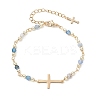 304 Stainless Steel Tiny Cross Link Bracelets BJEW-JB13244-01-2