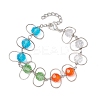 Copper Wire Wrapped Colorful Faceted Glass Round Bead Link Bracelets for Women BJEW-JB10320-1