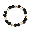 Natural Lava Rock & Synthetic Turquoise Beads Stretch Bracelets for Men BJEW-JB12131-01-2