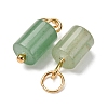 Natural Green Aventurine Column Charms with 304 Stainless Steel Jump Rings G-Q032-01F-2