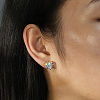 925 Sterling Silver Micro Pave Clear Cubic Zirconia Stud Earrings EJEW-G443-07G-1