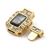 Rectangle Brass Micro Pave Clear Cubic Zirconia Box Clasps KK-G505-36G-01-2