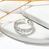 Square Clear Cubic Zirconia Cuff Rings RJEW-G337-37P-2