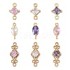 18Pcs 9 Styles Brass Pave Transparent Glass Links/Connectors GLAA-FS0002-35-1
