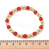 Brass & Glass Round Beaded Stretch Bracelets for Women BJEW-F515-01G-7