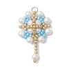 Glass Seed Beaded Flower Pendants PALLOY-MZ00827-04-1