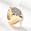Brass Micro Pave Clear Cubic Zirconia Cuff Rings RJEW-H262-05G-2