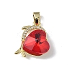 Real 18K Gold Plated Rack Plating Brass Micro Pave Clear Cubic Zirconia Pendants KK-C015-22G-06-1