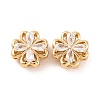 Brass Micro Pave Clear Cubic Zirconia Beads KK-S389-21G-1