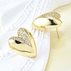 Brass Micro Pave Clear Cubic Zirconia Stud Earrings for Women EJEW-F363-06G-5