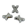Alloy Initial Slide Charms with Grade A Rhinestones ALRI-R032-X-FF-1