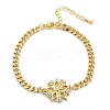 Brass Micro Pave Clear Cubic Zirconia Link Bracelets BJEW-M050-03G-03-4
