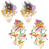 2 Pairs 2 Style Resin Flower Stud Earrings with Glass Beaded EJEW-AN0002-07-1
