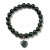 8.5mm Round Natural Moss Agate Beaded Stretch Bracelets BJEW-C074-01P-2
