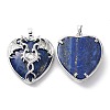 Natural Lapis Lazuli Heart Pendant Rhinestone Settings G-K339-01P-02-2