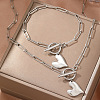 304 Stainless Steel Heart Charm Bracelets & Pendant Necklaces Sets for Women WG287A9-02-1