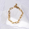 Ion Plating(IP) 304 Stainless Steel Paperclip Chain Bracelets for Women BJEW-C046-02G-1