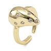 Rack Plating Brass Micro Pave Clear Clear Cubic Zirconia Cuff Finger Rings for Women RJEW-M028-50G-2