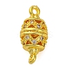 Brass Micro Pave Clear Cubic Zirconia Hollow Oval Connector Charms KK-A230-05B-G-1