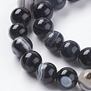 Round Dyed & Heated Natural Black Agate Beads Strands X-G-G582-8mm-07-3