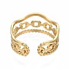 304 Stainless Steel Cable Chain Open Cuff Ring RJEW-T023-40G-2
