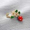 Brass Micro Pave Cubic Zirconia Open Cuff Rings for Women RJEW-U057-16G-1