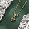 304 Stainless Steel Green Cubic Zirconia Pendant Necklaces for Women NJEW-C078-01E-G-2