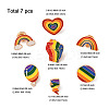 7Pcs 7 Styles Pride Rainbow Theme Enamel Pins JEWB-FP0001-05-6