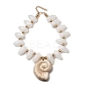 Summer Beach Resin Conch Shaped Pendant CCB Plastic Beaded Necklaces with Alloy End Chains NJEW-D336-03B-G-4