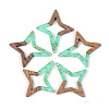 Transparent Resin & Walnut Wood Pendants RESI-S389-020A-B02-1