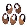 Transparent Resin and Walnut Wood Pendants RESI-T057-02B-1