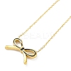 Ion Plating(IP) Golden Tone 304 Stainless Steel Enamel Bowknot Pendant Necklaces for Women NJEW-K276-07G-03-1
