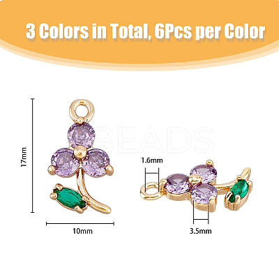 18Pcs 3 Colors Transparent Glass Pendants GLAA-DC0001-18-1