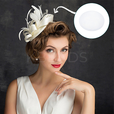 Imitation Hemp Round Fascinator Hat Base for Millinery AJEW-WH0472-45A-04-1