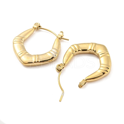 Chunky Rhombus 304 Stainless Steel Hoop Earrings for Women EJEW-C067-02G-1