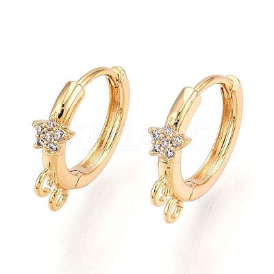Brass Micro Pave Cubic Zirconia Hoop Earring Finding KK-N261-46G-1