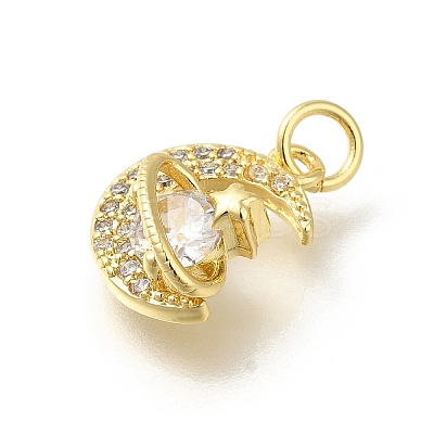 Rack Plating Brass with Cubic Zirconia Pendants KK-Z086-13G-01-1