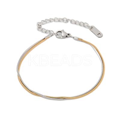 304 Stainless Steel Snake Chain Bracelets for Women BJEW-Z108-01GP-1