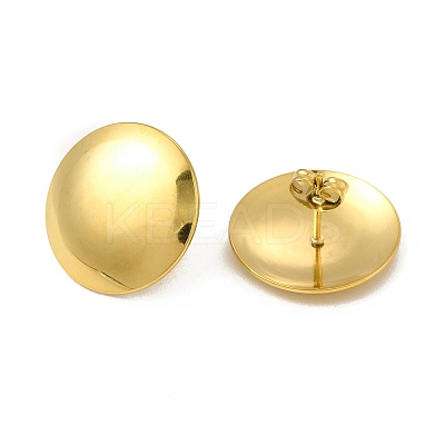 Ion Plating(IP) 304 Stainless Steel Flat Round Stud Earrings for Women EJEW-I281-06G-1