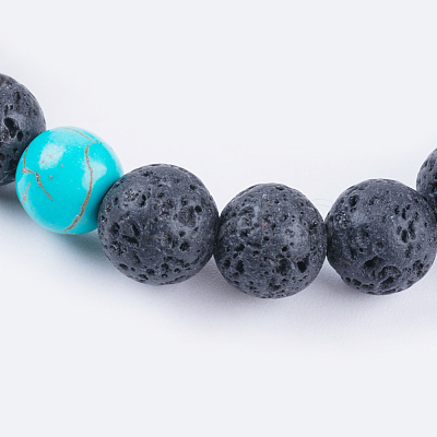 Natural Lava Rock Stretch Bracelets BJEW-JB03641-01-1