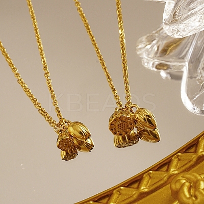 Lotus Pod 304 Stainless Steel Pendant Necklaces for Women TL8108-1-1