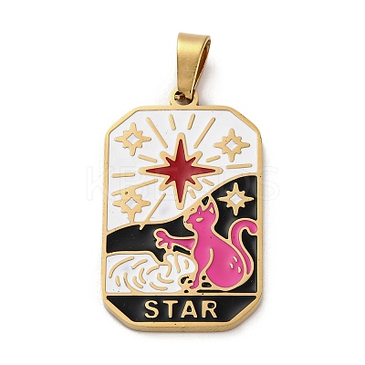 Ion Plating(IP) 304 Stainless Steel Enamel Pendants STAS-Q003-01G-015-1